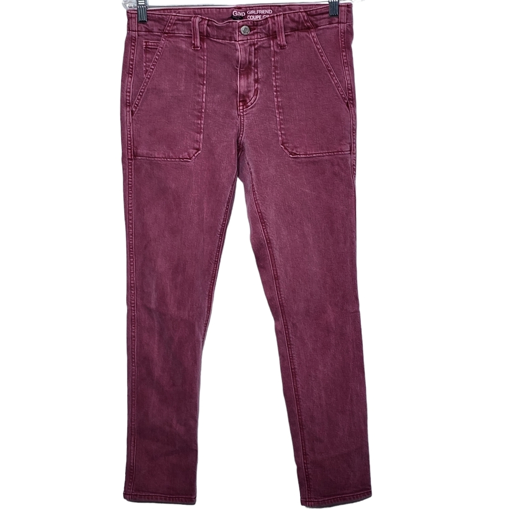 Gap Burgundy Color Girlfriend Ankle Jeans, Size 6